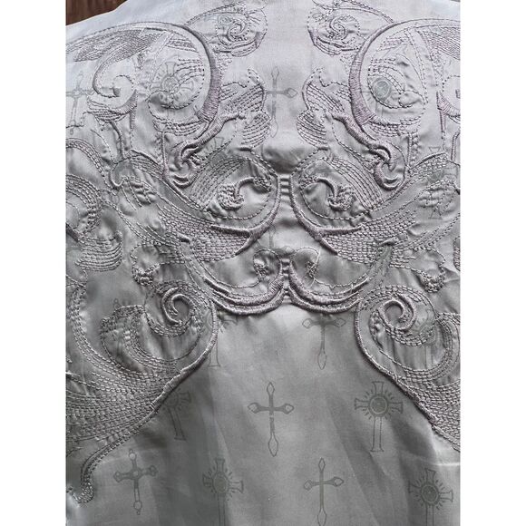 Monarchy Embroidered Silver Grey Vest Back Closure Front Pockets Size S - Picture 3 of 16